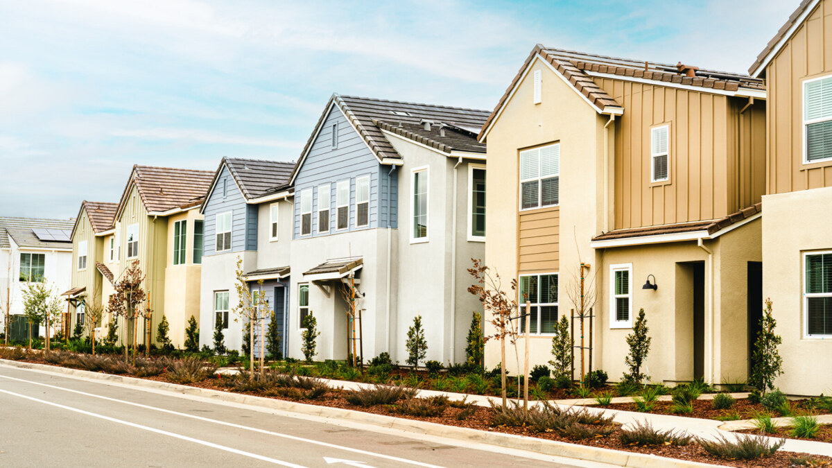 Town homes in a row in a new subdivision for Ontario Housing Crisis